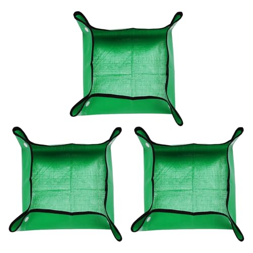 HARFINGTON 3pcs Repotting Mat 13" x 13" PE Cloth Waterproof Plant Repotting Mat Foldable Portable Gardening Potting Tray with Plastic Buckle for Indoor Plant Change Soil Watering, Green - color: Green, size: 13" x 13"