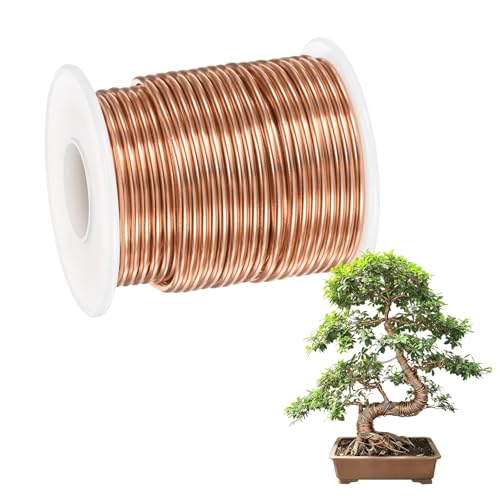 M METERXITY 1-Pack Bonsai Training Wire, 2mm x 49ft/15m Anodized Aluminum Bonsai Tree Wire for Fine Trunk/Gardening Branch/DIY Crafting [Light Brown] - color: Light Brown, size: 2mm x 49ft/15m