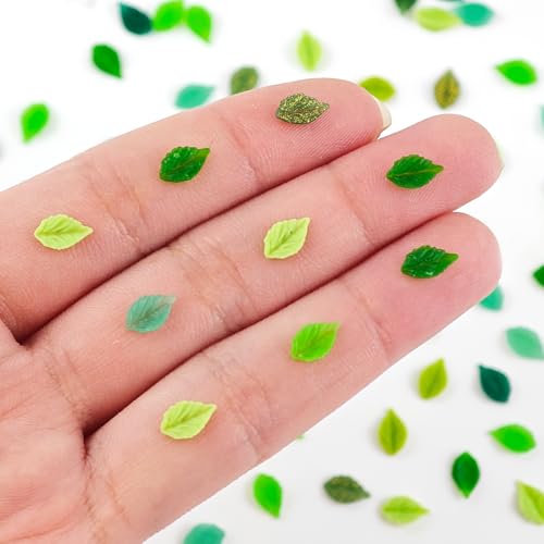 200 Pieces Tiny Leaves Decor for Dollhouse Mini Resin Decor for Crafts Tiny Things for Fairy Garden Micro Landscaping Decoration - style: Mixed Leaves