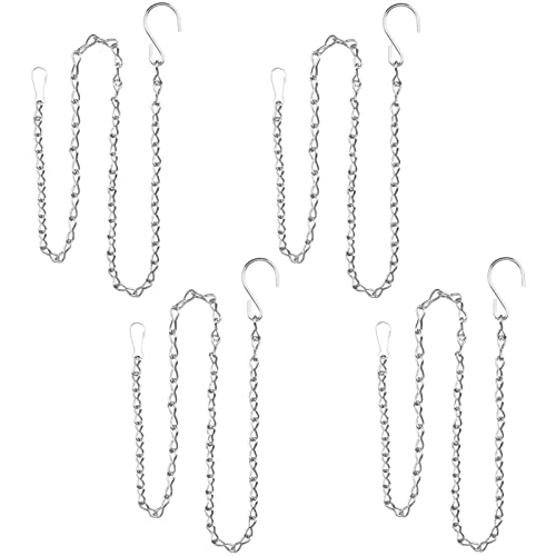 YINGFENG 4 Pack 35 Inch Silver Hanging Chain for Hanging Bird Feeders, Bird Houses, Hanging Planters, Baskets, Birdbaths, Lanterns, Wind Chimes, Billboards, Signs and Ornaments, etc - color: Silver, size: 35 in