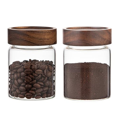 10 oz Small Glass Jars with Top Screw Lid Round Herb Coffee Bean Ground Storage Canister Clear Glass Food Container for Pantry Sugar Tea Coffee Bean Spice Nuts Cookies Bath Salts (2×300ml(10oz)) - color: 2×300ml(10oz)