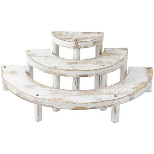 MyGift 3 Tier Wooden Display Riser Stand Whitewashed Dessert Shelf | Three Level Design, Rustic Whitewashed Finish, Multi Use Organizer, Dessert Presentation, Beauty Storage, Plant Display - color: Whitewashed
