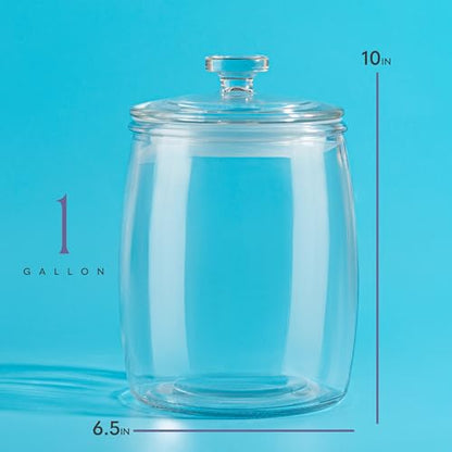 Large Glass Cookie Jar with Airtight Lid - 1 Gallon Storage Container for Candy, Flour, Sugar, Pet Food & Dog Treat Canister - Pack of 1