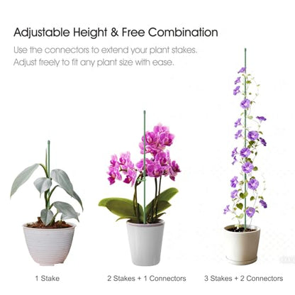 RIFNY Plant Stakes for Indoor Plants, 14 Inch Plant Support Stakes, 10 PCS | Tall Adjustable Garden Plant Sticks, with Clips for Indoor Monstera Tomato Orchid Potted Plants Flower, Green - size: 14IN 10PCS