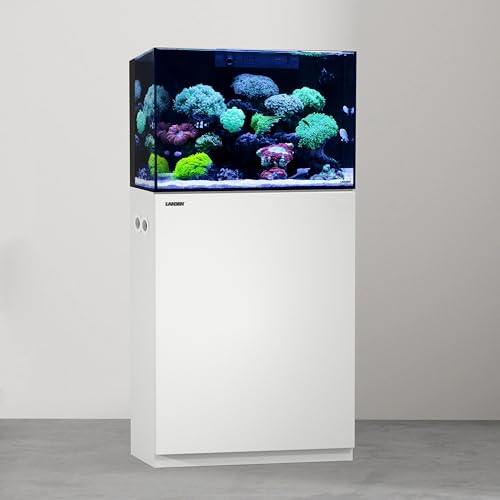 LANDEN Wooden Aquarium Stand & Cabinet, 30 Gallon Fish Tank, 23.6x17.7in | Matte white finish; 60x45x80cm, 31.5in tall; enclosed storage hides wires and gear; fresh, salt, planted or reptile setups - color: White-fig8_inlet, size: W23.6xD17.7xH31.5in(60x4
