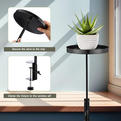 Teenyyou 2 Pcs Window Sill Plant Shelf 7.9''D x 14.2''H Adjustable Window Shelf Windowsill Clamp Tray for Indoor Plants Metal Windowsill Extension Tray Planter Floating Shelves for Indoor Outdoor - size: 7.9''D x 14.2''H
