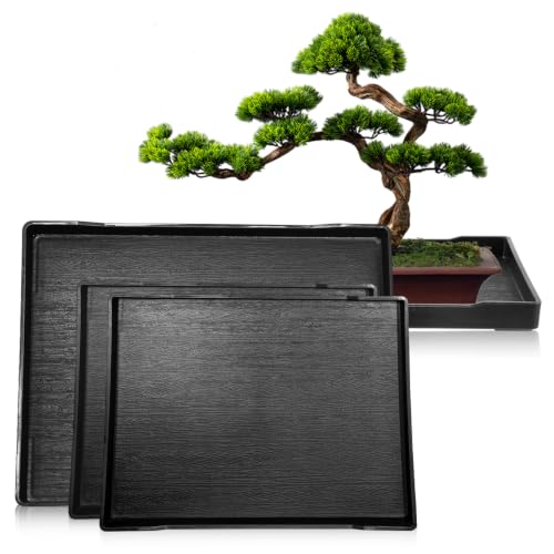 2+2 Pcs Bonsai Humidity Plant Tray Drip Trays,Square Plastic Pot Saucer Draining Tray for Indoors Outdoors for Cactus, Succulents, Bonsai Tree, Stone to Drain, Protect, Decorate