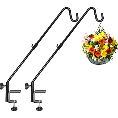 FEED GARDEN 31 Inch Heavy Duty Deck Hook, Non-Slip Clamp, 360 Degree Swivel, Black for Bird Feeders, Planters, Suet Baskets, Lanterns, Wind Chimes, 2 Pack - size: 31 Inch