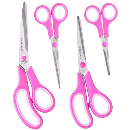 Craft Scissors Set of 4, Scissors All Purpose, Sharp Blades, Ergonomic Semi-Soft Rubber Grip, Suitable for Office, Home, School, Sewing, Fabric, Art Craft Supplies, 9.6", 8.5", 6.4", 5.5" - size: 9.6", 8.5", 6.4", 5.5"(4-Piece Set)