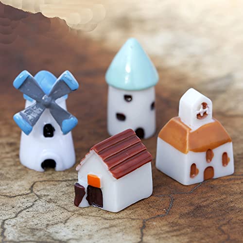 4PCS House Fairy Garden Supplies, Miniature Figurines & Accessories, DIY Kit, Micro Landscape Ornaments, Fairy Garden Animals - color: 4house