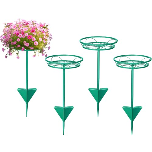 Tellingyou 2 Pack Adjustable Outdoor Flower Pot Stand, Plant Stands(Green) | Metal, Spring Summer Versatile Plant Stand, Garden Stake for Display Plants, Elegant Solution for Landscaping Decor - color: Green