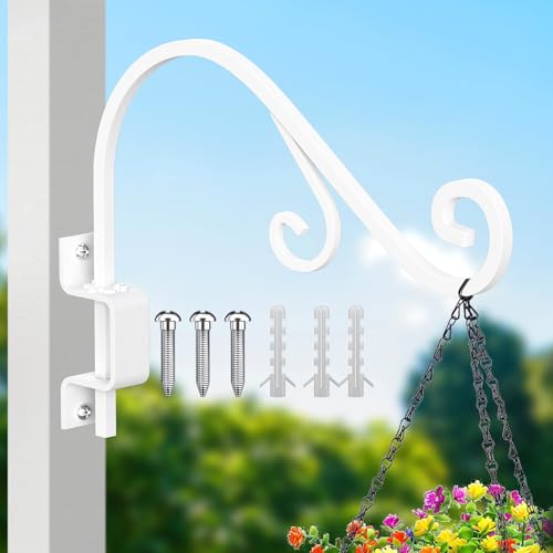 GOODBUY Wall Mount Swivel Plant Hanger Outdoor, 16 Inch White Iron Bracket | 40 lbs Heavy Duty, Wide Iron Base for Plant Hanger Bracket, for Indoor Living Rooms and Bedrooms - color: White - 1 Pack