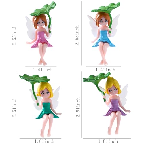 ONEST 7 Pieces Miniature Fairy Garden Accessories Small Fairy Figurines Fly Lotus Wing Figurines for Car Decor Fairy Garden Flower Pot Birthday Cake Topper