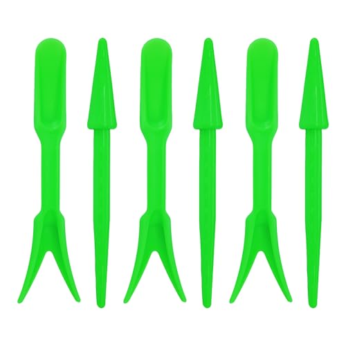 6PCS Mini Garden Hand Succulent Transplanting Tools Set, Plastic Seedling Dibber and Digging Tools for Indoor Gardening, Home Plant Care, Repotting, Lawn Maintenance(Green) - style: Green
