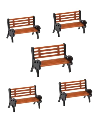 5 Pcs 1:50 Scale Miniature Park Bench 2.8 cm / 1.1 Inch, Unfinished Street Seat Model for Train Platform, Architecture Diorama, Fairy Garden Micro Landscape Decor