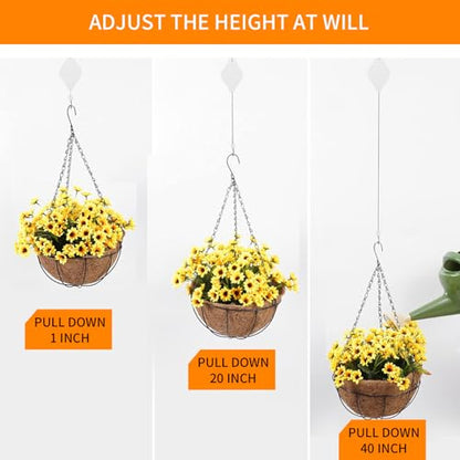 3Pcs Retractable Plant Hanger - Upgrade Plant Pulleys for Hanging Plants, Easy to Raise and Lower, Suitable for Garden Flower Pots, Hanging Planter, Bird Feeder (3Pcs-White) - color: 3pcs-white
