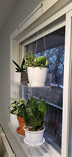 Hanging Acrylic Shelves for Windows (22" Wide, 2 Shelves - 35" Tall) - size: 2 Shelves - 35" Tall, style: 22 Inches Wide