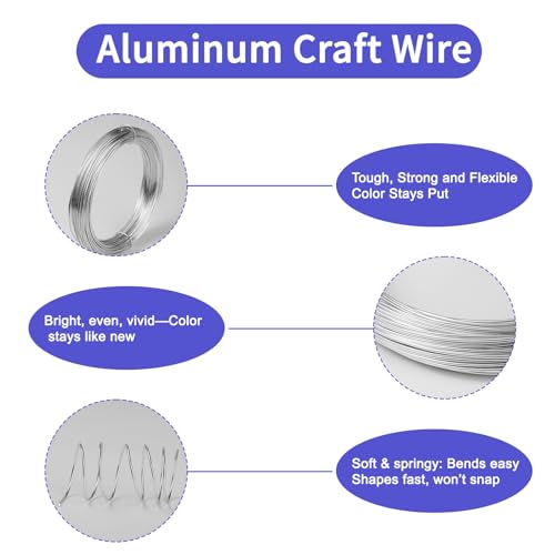 18 Gauge Craft Wire, 99 Feet 1mm Floral Wire Bendable Wire for Jewelry Making, Garden, Sculpting, Floral & Wreath Crafts, Silver Aluminum