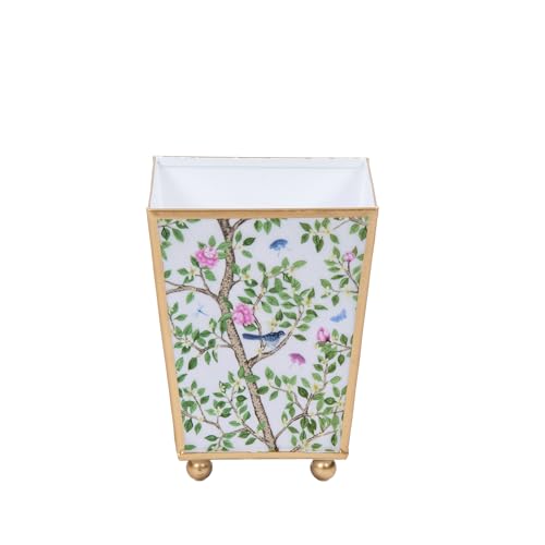 Unique Planters, Enamel Square Cachepot Indoor Plants, 4 in - color: Botanical Floral, size: 4" x 4"