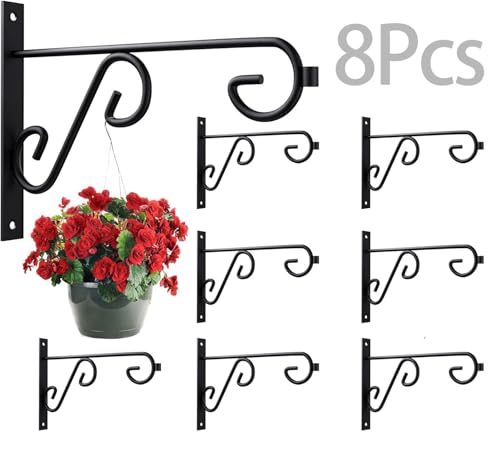 8Pack Plant Hanger Bulk 6In Metal Wall Hook,Anti-Rust Indoor Outdoor Wall Hangers for Bird Feeders, Planters, Lanterns, Wind Chimes,Doorplate - color: Black/8Pack, size: 6 Inch