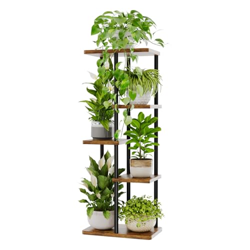 Bamworld Plant Stand 5 Tier Corner Metal Shelf Brown - color: Brown, size: 5 Tier