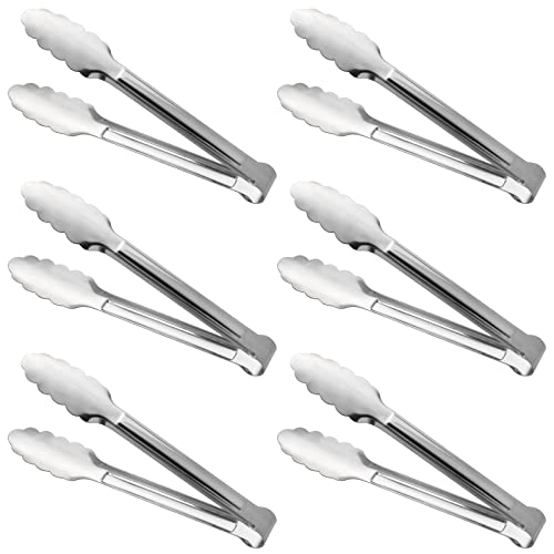 Serving Tongs,Buffet Tongs, ACAUTO Stainless Steel Food Tong Serving Tong Small Serving Tongs Stainless Steel Mini Appetizer Tongs, Set of 6 (7 Inch) - size: 7 Inch(6 Pack)