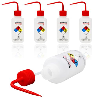 Utile 4pcs of Vol. 17oz (500ml) Acetone Wash Bottles, Narrow Mouth, Self-Venting Safety Squeeze Bottle, LDPE Material with PP Material Closure, 5511.0171.4 - style: 4pcs of Acetone Wash Bottles