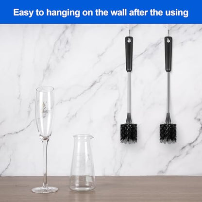Bottle Brush, Long Stainless Steel Handle Water Bottle Brush Cleaner, Sports Bottle Scrubber, Kitchen Scrub Cleaning Brushes for Beer Bottles, Cups, Wine Glasses, Coffee Mugs, Tumblers, Thermos - style: 1 Pack