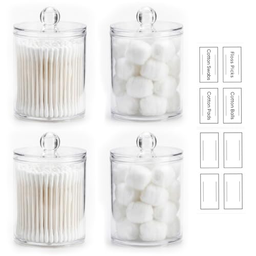 novelinks Acrylic Plastic Qtip Holder Dispenser (Clear, 4 Pack) - color: Clear, size: 4 Pack