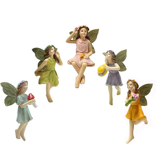 Garden Miniatures Fairies Mini Garden Figurine Set Fairies Statues Without a Stick for Outdoor Garden Yard Lawn Home Decor Lovely Resin Fairy Angel Accessories (5 Pieces) - size: 5 pcs