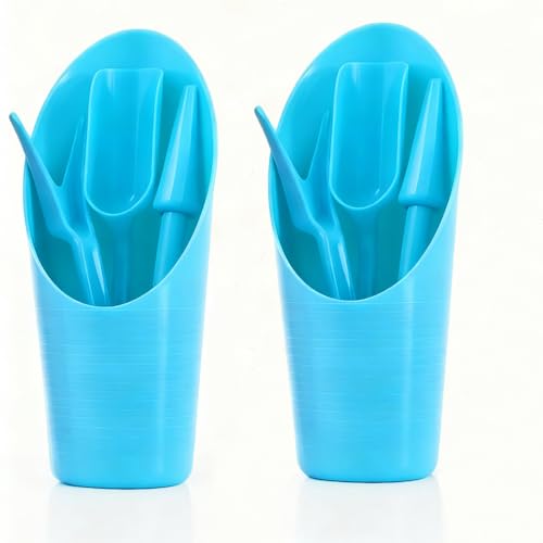 8Pcs Set Mini Garden Shovel Hand Tools Transplanting Potting Tool Set Indoor Soil Spoon Scoop Plastic Kits (Blue-8pcs Set) - color: Blue-8pcs Set