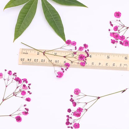 Fuchsia 70 Pcs Small Dried Babys Breath Flowers for Resin ,Real Dried Babys Breath Pressed Flower for Wedding Invitations Wax Seals ,Dry Flat Baby's Breath Flower with 2 Tweezers. - color: Fuchsia