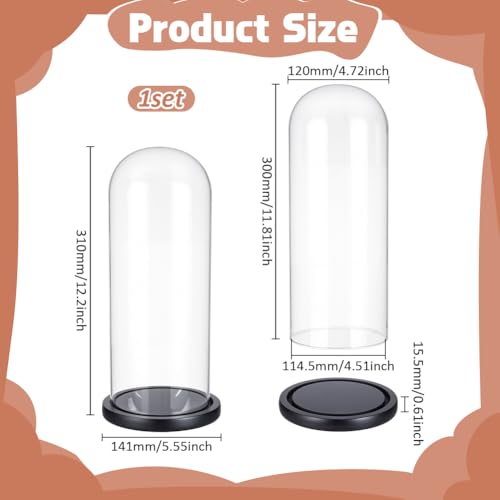 UNICRAFTALE Clear Cloche Glass Dome with Base 12 Inch High Handmade Glass Cloche Antique Collectibles Decorative Bell Jar for Succulents Plants Medals Photos Fairy Lights Table Decor - size: 14x31cm