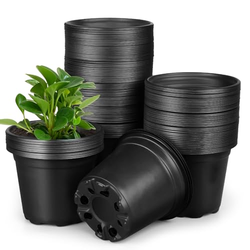 4 5 6 Inch Nursery Pots, 110 Packs Plastic Plant Pot with Drainage Hole, Seedling Starter Pots for Succulents (4 Inch) - size: 4 Inch-110 Pack