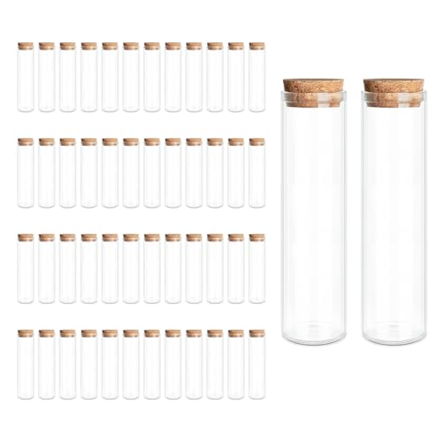 JIUYUE 50-Pack 2.03 oz (60ml) Glass Bottles & Test Tubes with Cork Stoppers - color: 50pcs
