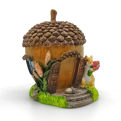 DONABELA Fairy Garden House Decor Pinecone Ornament with Squirrel Figurine Accessories Supplies for Outdoor Patio Yard Lawn Tiny Resin - style: Pine Ball House
