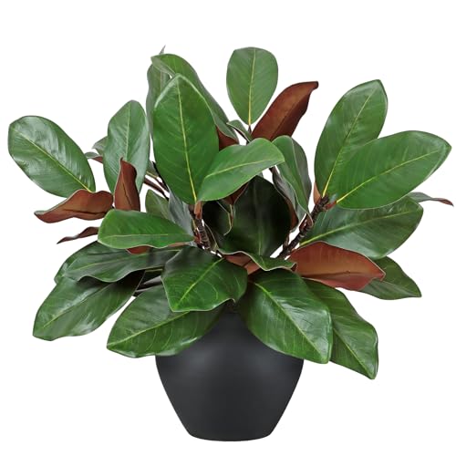 TOCHGREEN 6Pcs Artificial Magnolia Leaves Branches 22inch Faux Pick Stems | 3D Real Touch Magnolia Pick Stems Fake Greenery Simulation Leaves Twigs for Indoor Outdoor Vase Home Wedding Table Decoration - size: 22inch