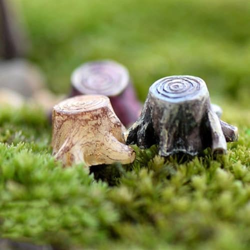 3 Pcs Artificial Tree Stump Mini Garden Figurines, Gnomes Moss Terrariums Resin Crafts Figurines for Home Decoration Accessories Outdoor Statues, Tree Stump Decor