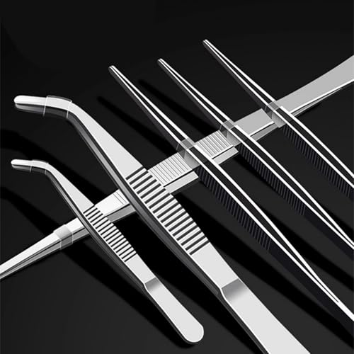 10Inch Fine-Tip Kitchen Tweezers Tongs – Extra-Long Stainless Steel Cooking Tweezers Dishwasher Safe for Grilling, Baking & Food Prep (10In Bent BBQ Tongs) - color: 10in Bent Bbq Tongs