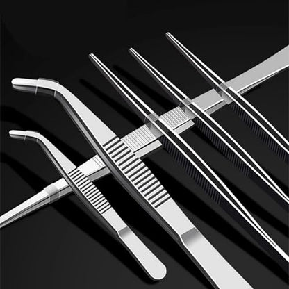 10Inch Fine-Tip Kitchen Tweezers Tongs – Extra-Long Stainless Steel Cooking Tweezers Dishwasher Safe for Grilling, Baking & Food Prep (10In Bent BBQ Tongs) - color: 10in Bent Bbq Tongs
