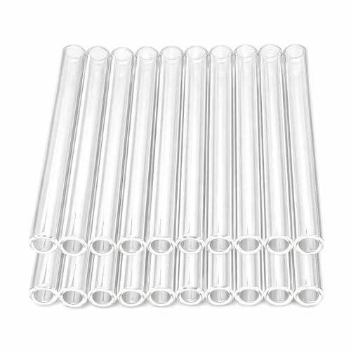 20 Pack HZCPENG Clear 4 Inches Glass Tubes 10mm OD 1.5mm Thick Wall Glass Borosilicate Blowing Tubes - color: Clear