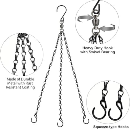 Heybe Swivel Hanging Basket Chains 23 Inches 3 Leads Hanging Chains Flower Pot Hanger Replacement Plant Hangers for Planters and Lanterns, Pack of 3 (3 Legs-Swivel) - style: 3 Legs-Swivel