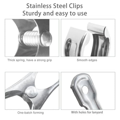 40Pcs Garden Clips for Netting, 2'' Metal Greenhouse Clamps to hoop | Stainless Steel Body, Strong Spring Grip Fits 3/8 to 3/4 Inch Poles, Securing Netting, Shade Cloth and Plant Covers to Frames