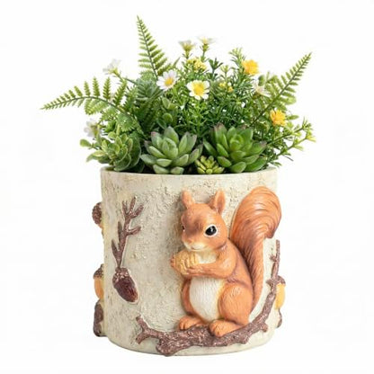 Cute Squirrel Succulent Planter with Drainage Hole, Unique Garden Plant Pots for Indoor/Outdoor Plants, Plant Gifts for Mother's Day, Birthday, Christmas
