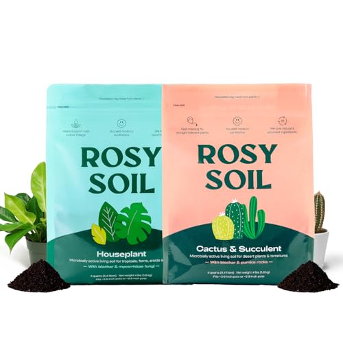 Rosy Soil Indoor Plant Soil Bundle, Organic Potting Mix for Succulents, Cacti, Monstera, Tropicals and More, Peat-Free, 4 Qt Each