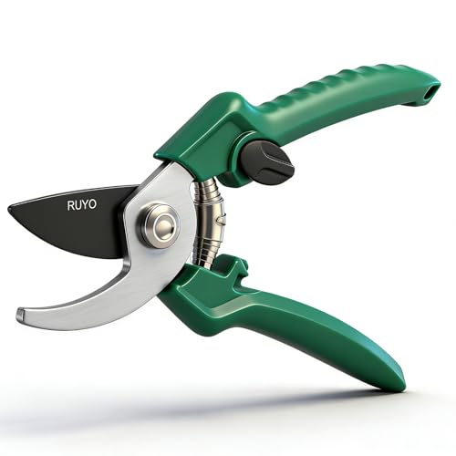 Bypass Pruning Shears, 3/8-Inch Cut Capacity Garden Clippers, Gardening Scissors with Sharp, Rust Resistant Steel Blade (Green, 3/8'') - color: Green, size: 3/8''