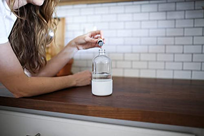 Clear Glass Spray Bottle with Silicone Sleeve for Cleaning Solutions, Essential Oils, Plants, Vinegar - 16 oz, Refillable, Food Safe (Pure White) - color: Pure White