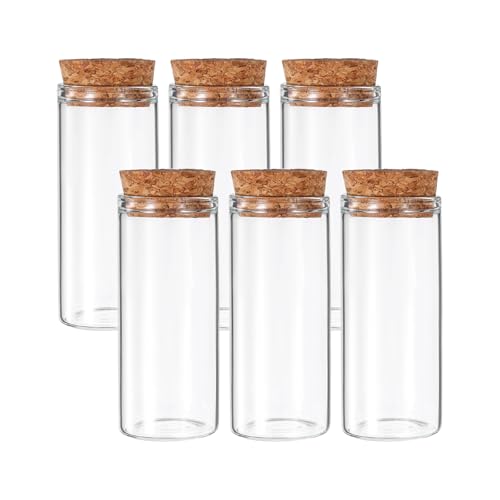 PATIKIL 30ml Test Tubes, 6pcs 2.76x1.18 Glass Clear Flat Bottom Test Tube Containers with Cork Stopper for Bead Party Candy Bath Salt Storage Scientific Experiment Plant Propagation - size: 30ml