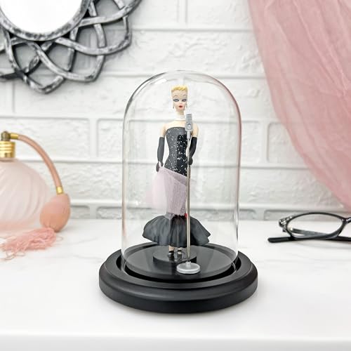 Plymor 3" x 5" Glass Display Dome Cloche (Black MDF Wood Base) - color: Black Wood Base