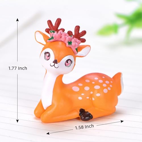 2pcs Mini Sika Deer Figurines - Cute Deer Family for Fairy Garden, Cake Toppers, Bonsai Landscape, Moss Decor, Home & Party Decorations, Micro Landscape, Woodland Animal Ornaments